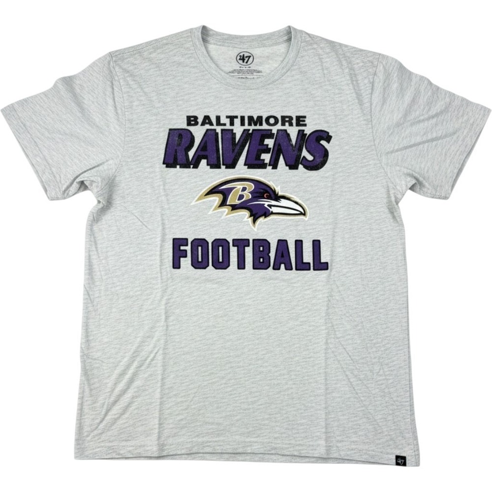 47 Brand Baltimore Ravens NFL Football Tee Shirt Heather Grey Soft Mens XXL New